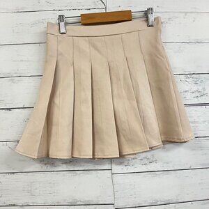 Matsues Beige Pleated Mini Skirt